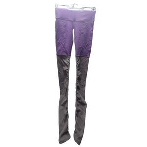 ALO Leggings Womens 27x35 Purple Gray Two Toned Yoga Goddess Ribbed‎ Ruched Lady